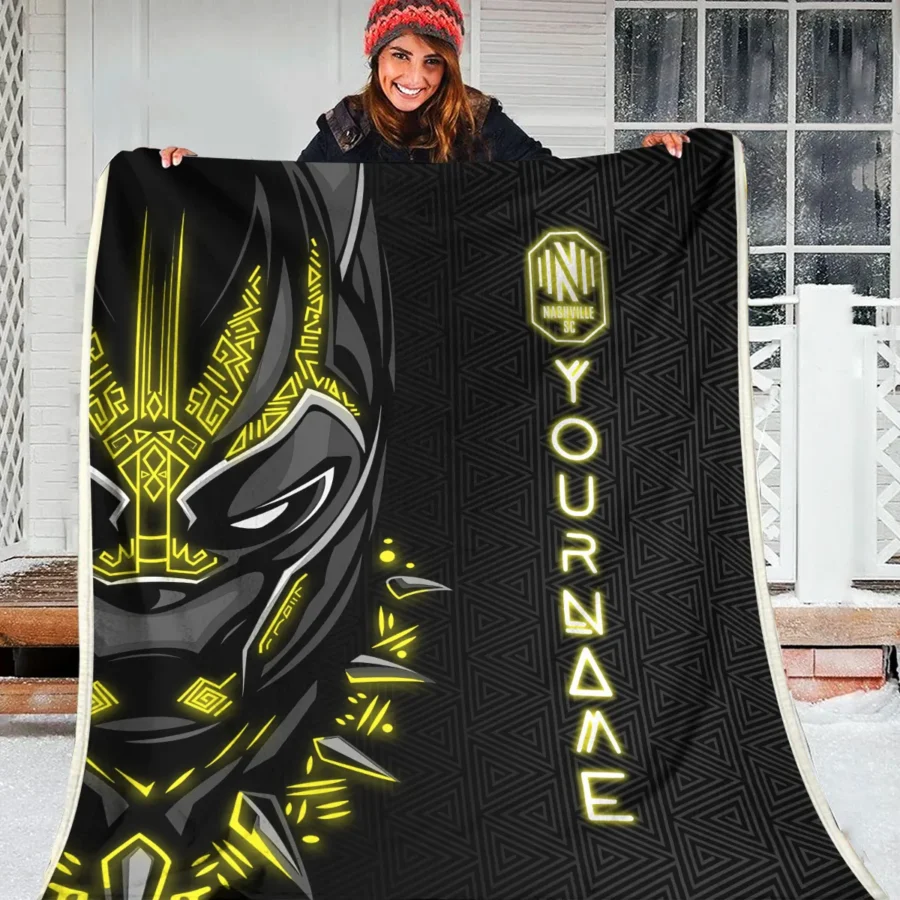 Black Panther Custom Name MLS Nashville SC Exclusive All Over Prints BLMLS161024A2NSHBLK - Blanket