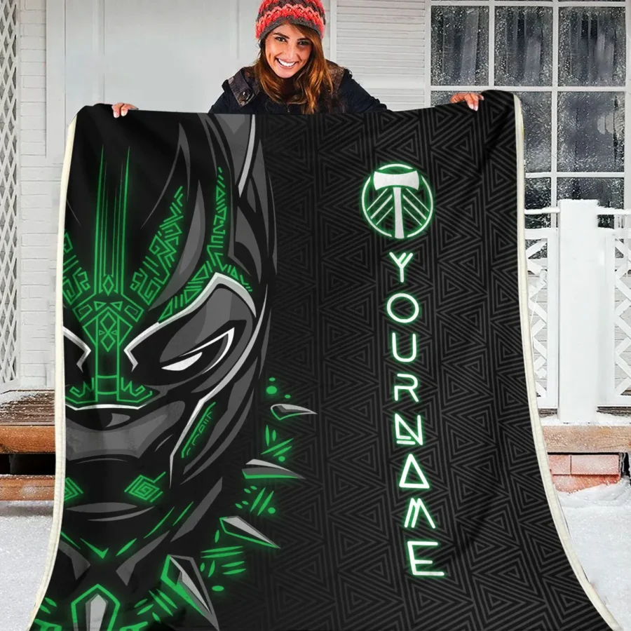 Black Panther Custom Name MLS Portland Timbers Exclusive All Over Prints BLMLS161024A2PORBLK - Blanket