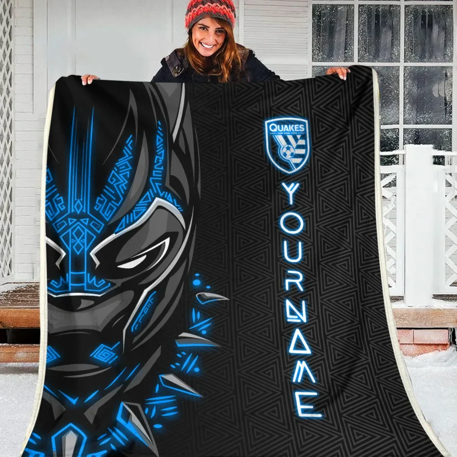 Black Panther Custom Name MLS San Jose Earthquakes Exclusive All Over Prints BLMLS161024A2SJBLK - Blanket