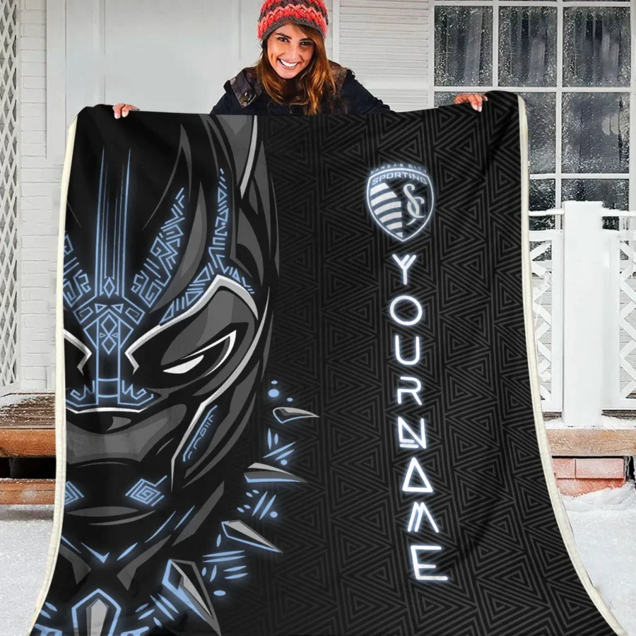 Black Panther Custom Name MLS Sporting Kansas City Exclusive All Over Prints BLMLS161024A2SKCBLK - Blanket