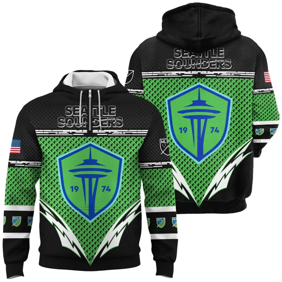 MLS Seattle Sounders Exclusive All Over Prints BLMLS31024A1SEAQHD - 1/4 Zipper Hoodie