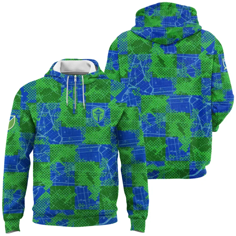 MLS Seattle Sounders Exclusive All Over Prints BLMLS41024A1SEAQHD - 1/4 Zipper Hoodie