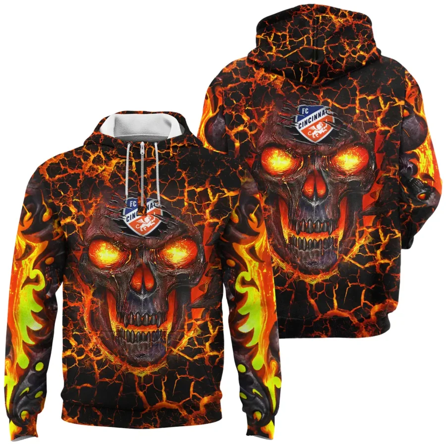 Flaming Skull MLS Cincinnati Exclusive All Over Prints BLMLS41024A3CINQHD - 1/4 Zipper Hoodie