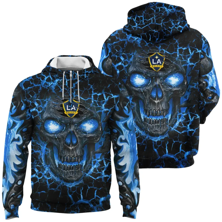 Flaming Skull MLS LA Galaxy Exclusive All Over Prints BLMLS41024A3LAQHD - 1/4 Zipper Hoodie