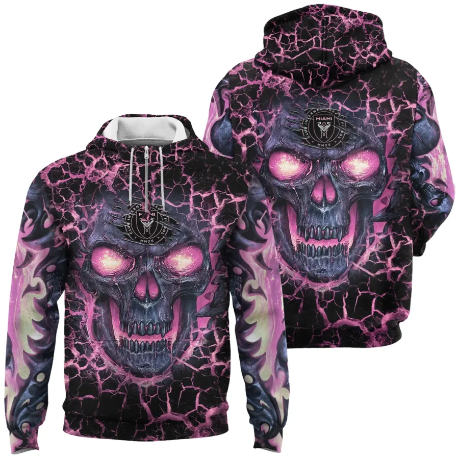 Flaming Skull MLS Inter Miami Exclusive All Over Prints BLMLS41024A3MIAQHD - 1/4 Zipper Hoodie