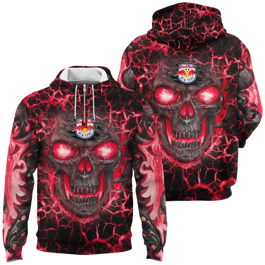 Flaming Skull MLS New York Red Bulls Exclusive All Over Prints BLMLS41024A3NYQHD - 1/4 Zipper Hoodie