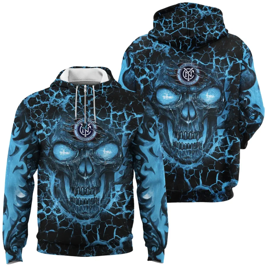 Flaming Skull MLS New York City Exclusive All Over Prints BLMLS41024A3NYCQHD - 1/4 Zipper Hoodie