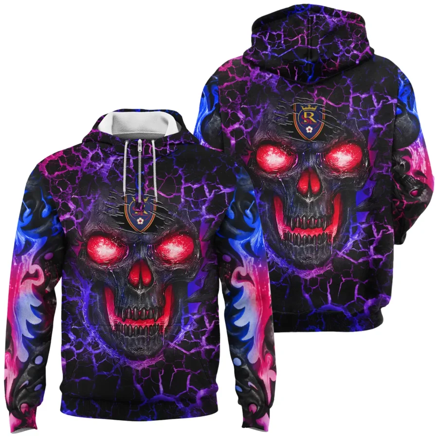 Flaming Skull MLS Real Salt Lake Exclusive All Over Prints BLMLS41024A3RSLQHD - 1/4 Zipper Hoodie