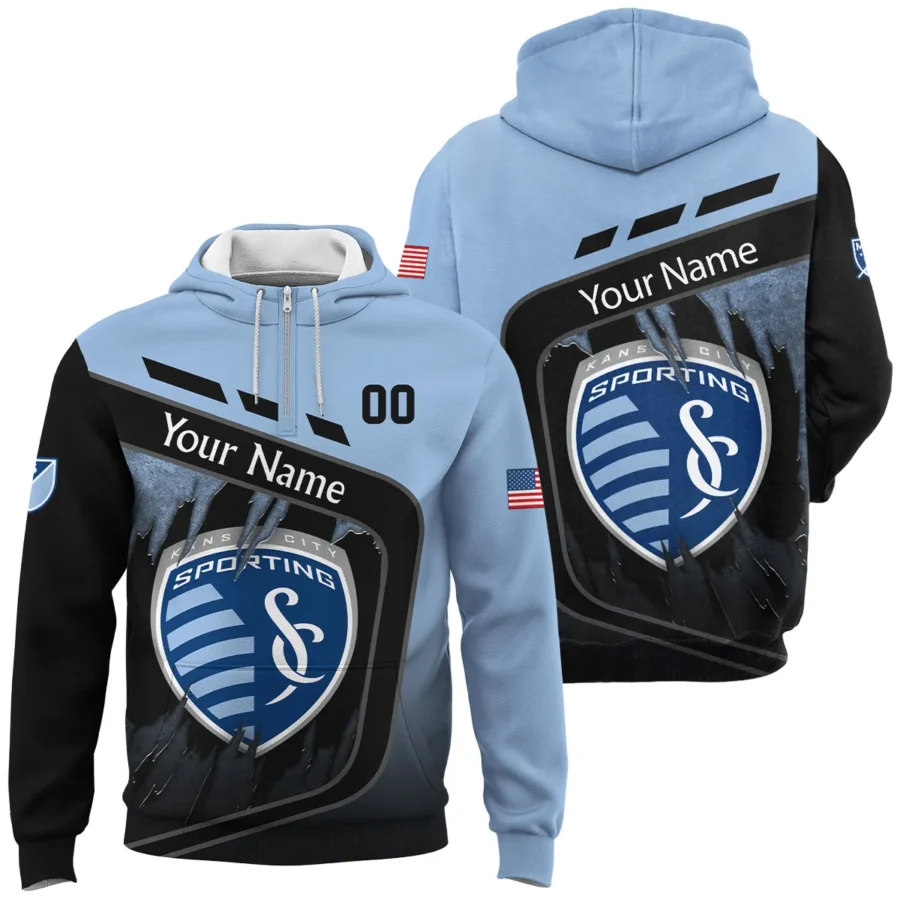 MLS Sporting Kansas City Exclusive All Over Prints BLMLS51024A1SKCQHD - 1/4 Zipper Hoodie