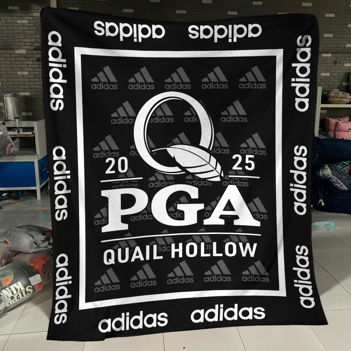 125th U.S. Open Tournament Adidas Brand Exclusive Logo All Over Prints BL125221024A01ADBLK - Blanket