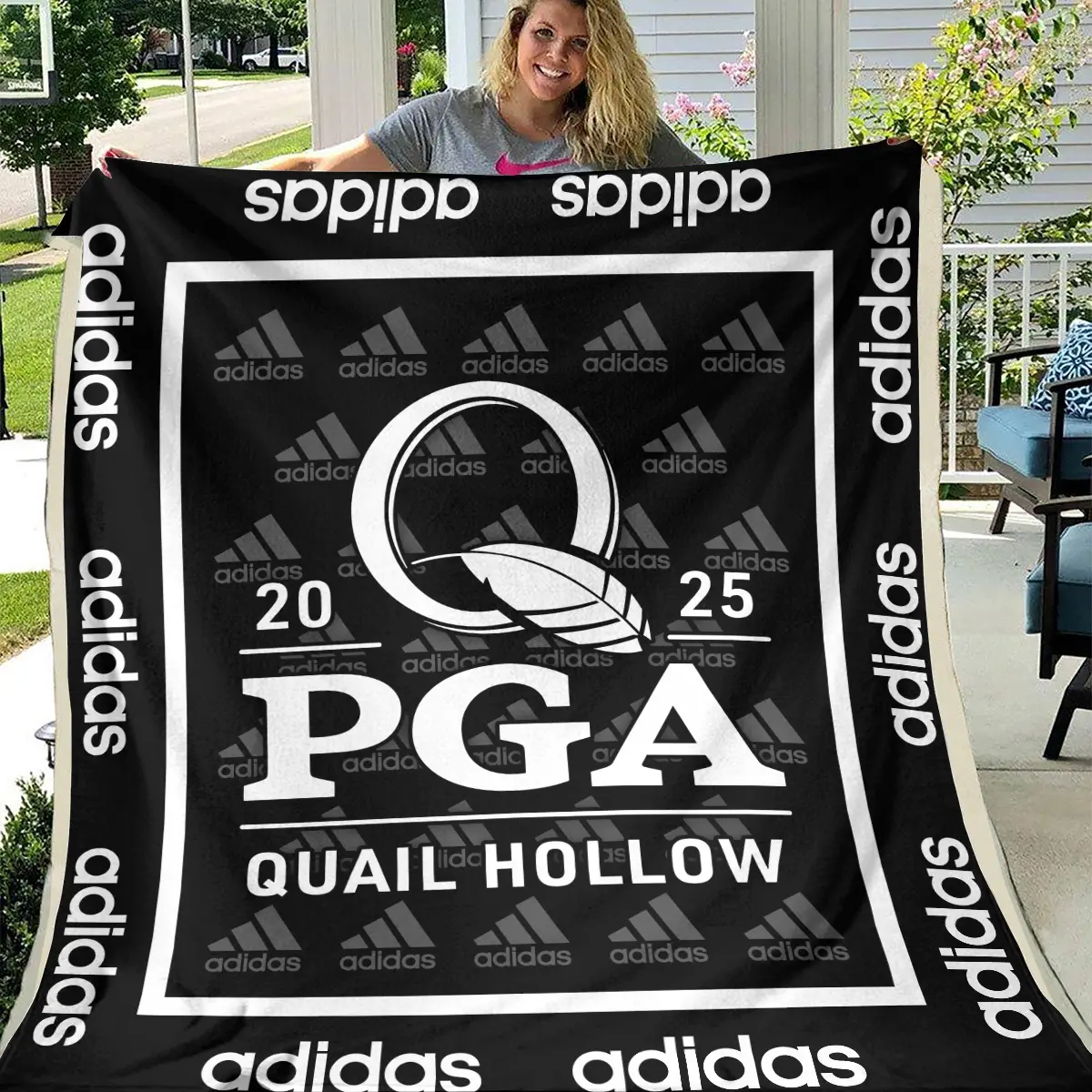 2025 PGA Championship Tournament Adidas Brand Exclusive Logo All Over Prints BLPGC221024A01ADBLK - Blanket