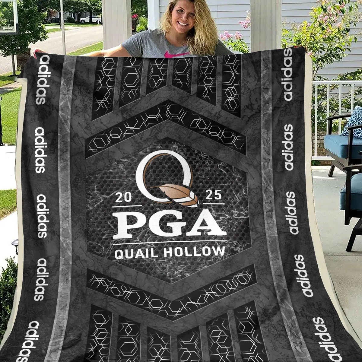 2025 PGA Championship Tournament Adidas Brand Exclusive Logo All Over Prints BLPGC231024A01ADBLK - Blanket