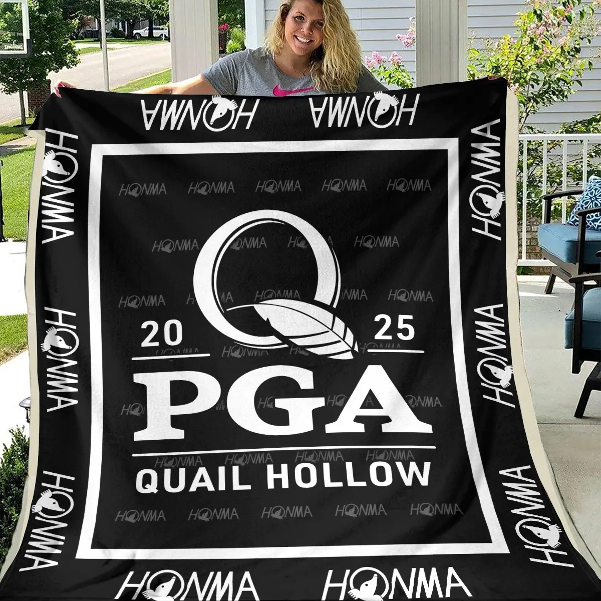 2025 PGA Championship Tournament Honma Brand Exclusive Logo All Over Prints BLPGC221024A01HOBLK - Blanket