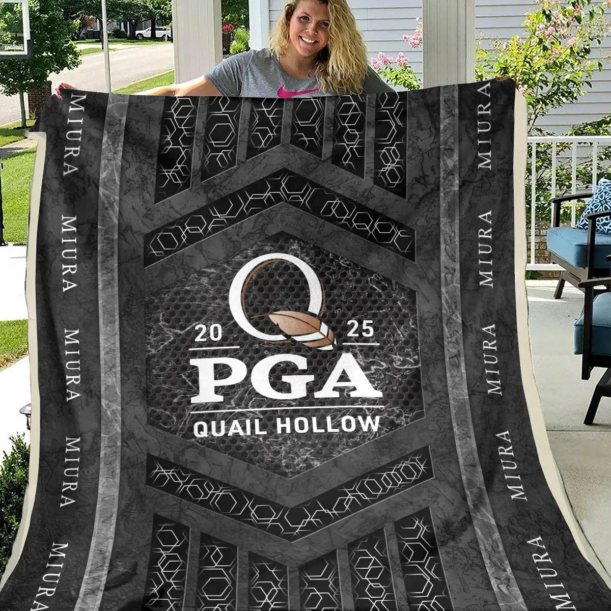 2025 PGA Championship Tournament Miura Golf Brand Exclusive Logo All Over Prints BLPGC231024A01MGBLK - Blanket