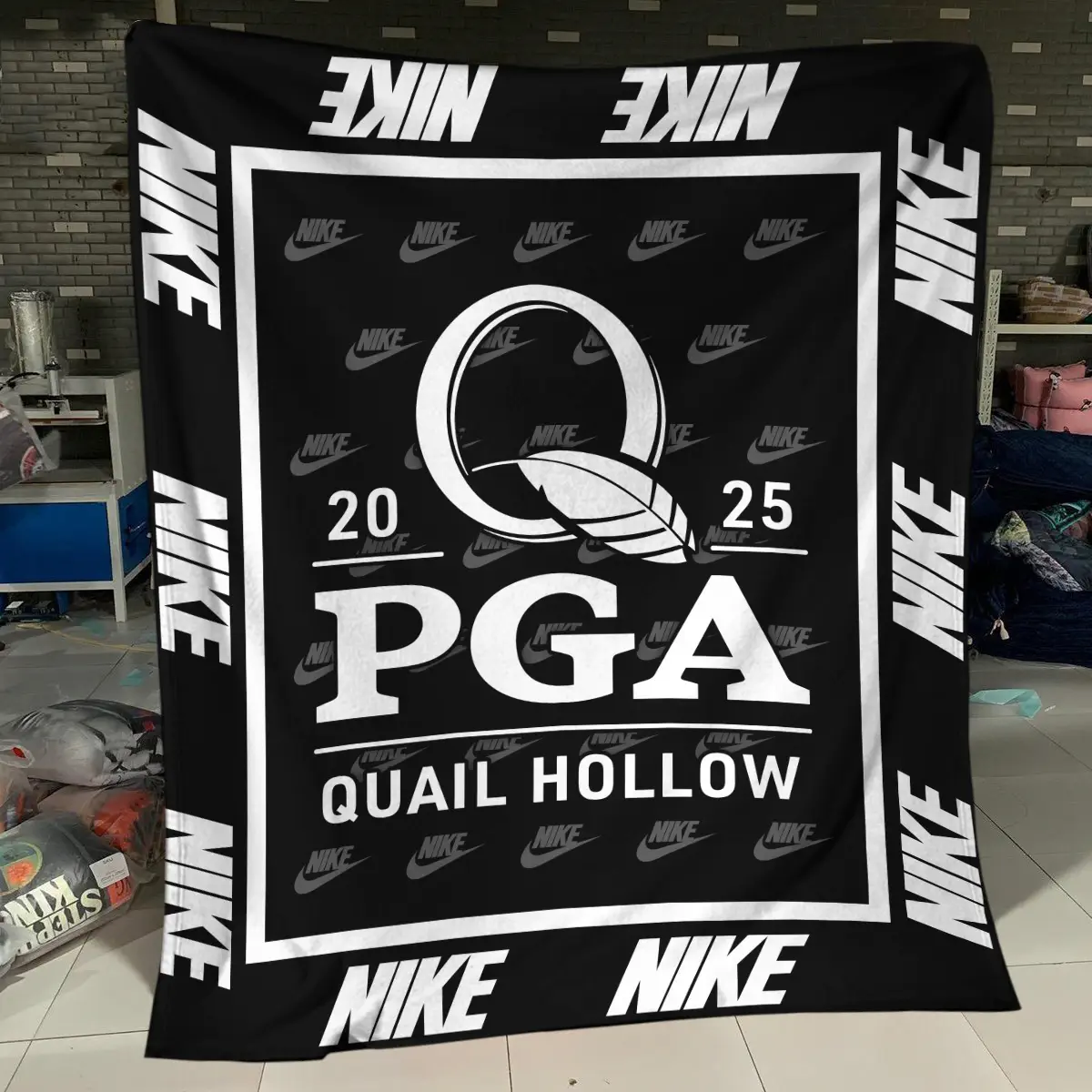 125th U.S. Open Tournament Nike Brand Exclusive Logo All Over Prints BL125221024A01NKBLK - Blanket