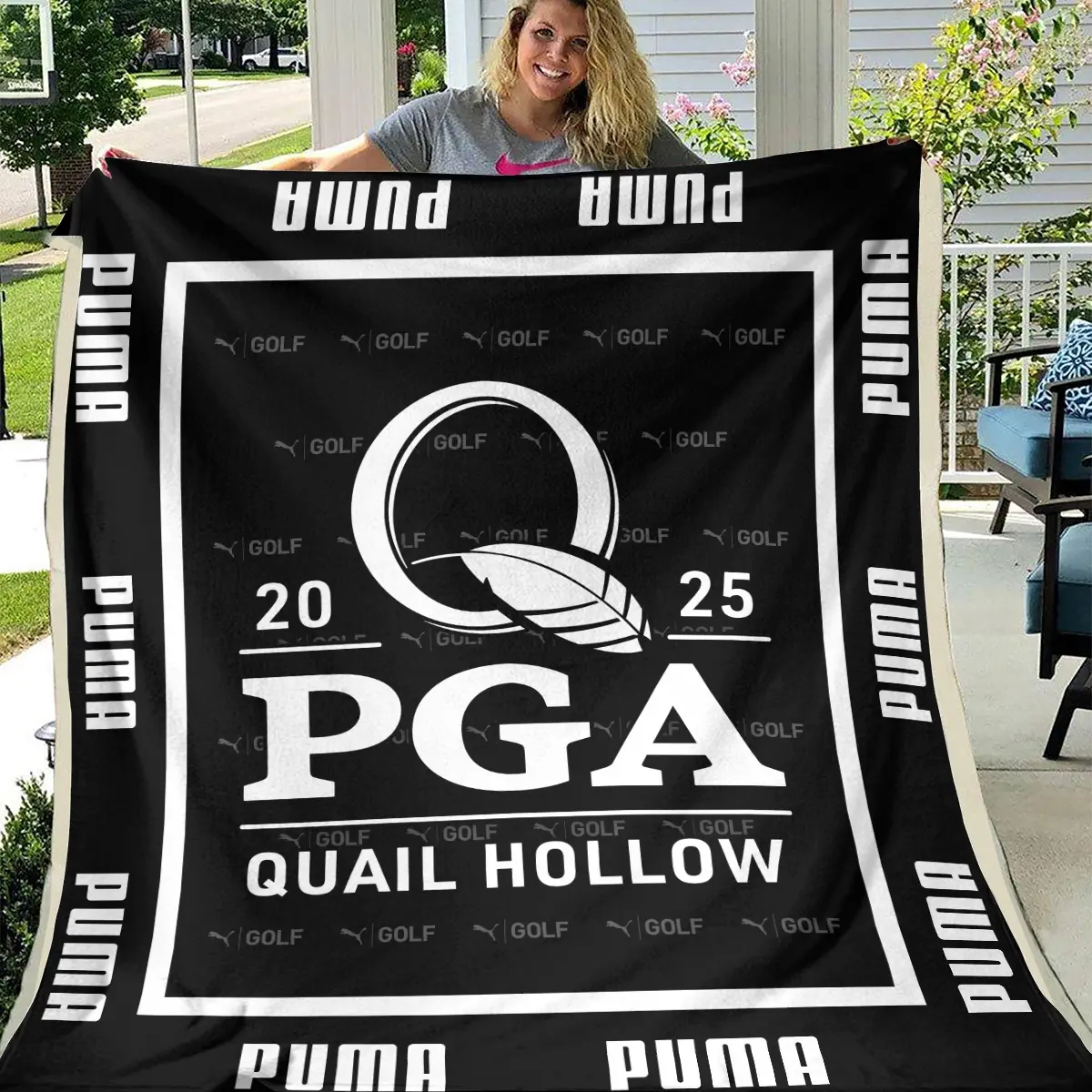 2025 PGA Championship Tournament PUMA Golf Brand Exclusive Logo All Over Prints BLPGC221024A01PUMBLK - Blanket