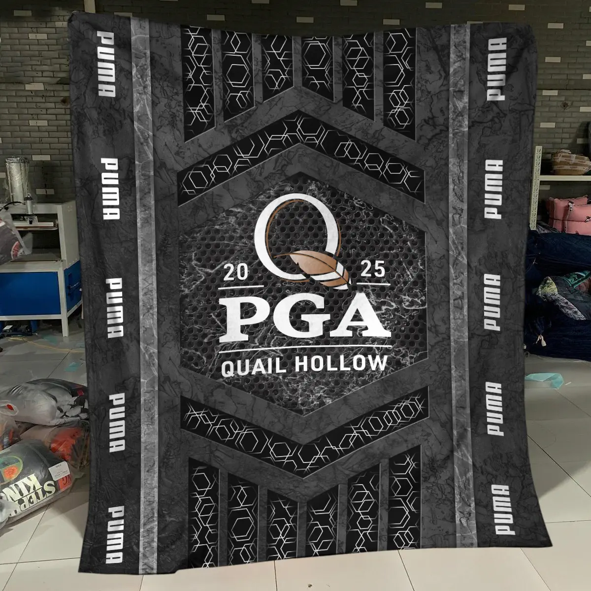 2025 PGA Championship Tournament PUMA Golf Brand Exclusive Logo All Over Prints BLPGC231024A01PUMBLK - Blanket