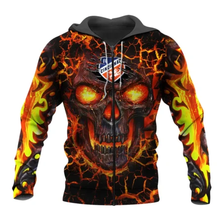 Flaming Skull MLS Cincinnati Exclusive All Over Prints BLMLS41024A3CINZHD - Zip Hoodie