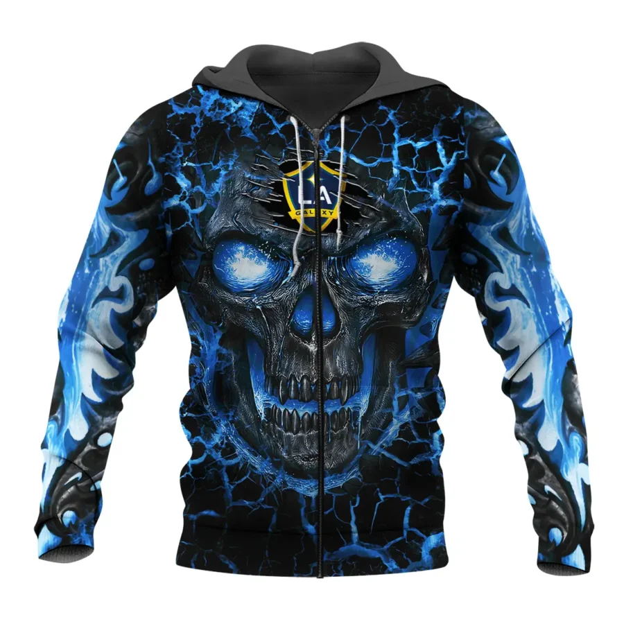 Flaming Skull MLS LA Galaxy Exclusive All Over Prints BLMLS41024A3LAZHD - Zip Hoodie