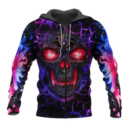 Flaming Skull MLS Real Salt Lake Exclusive All Over Prints BLMLS41024A3RSLZHD - Zip Hoodie