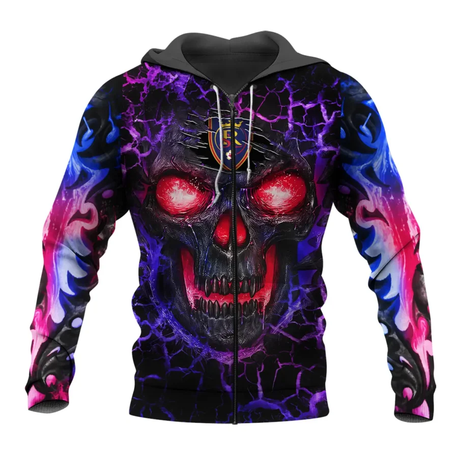 Flaming Skull MLS Real Salt Lake Exclusive All Over Prints BLMLS41024A3RSLZHD - Zip Hoodie