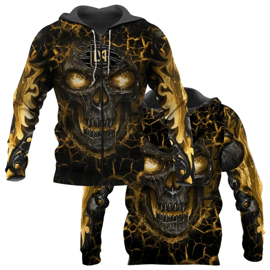 Flaming Skull MLS Los Angeles FC Exclusive All Over Prints BLMLS41024A3LAFZHD - Zip Hoodie