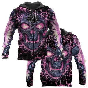 Flaming Skull MLS Inter Miami Exclusive All Over Prints BLMLS41024A3MIAQHD - 1/4 Zipper Hoodie