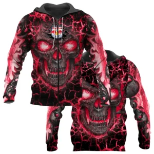 Flaming Skull MLS New York Red Bulls Exclusive All Over Prints BLMLS41024A3NYQHD - 1/4 Zipper Hoodie