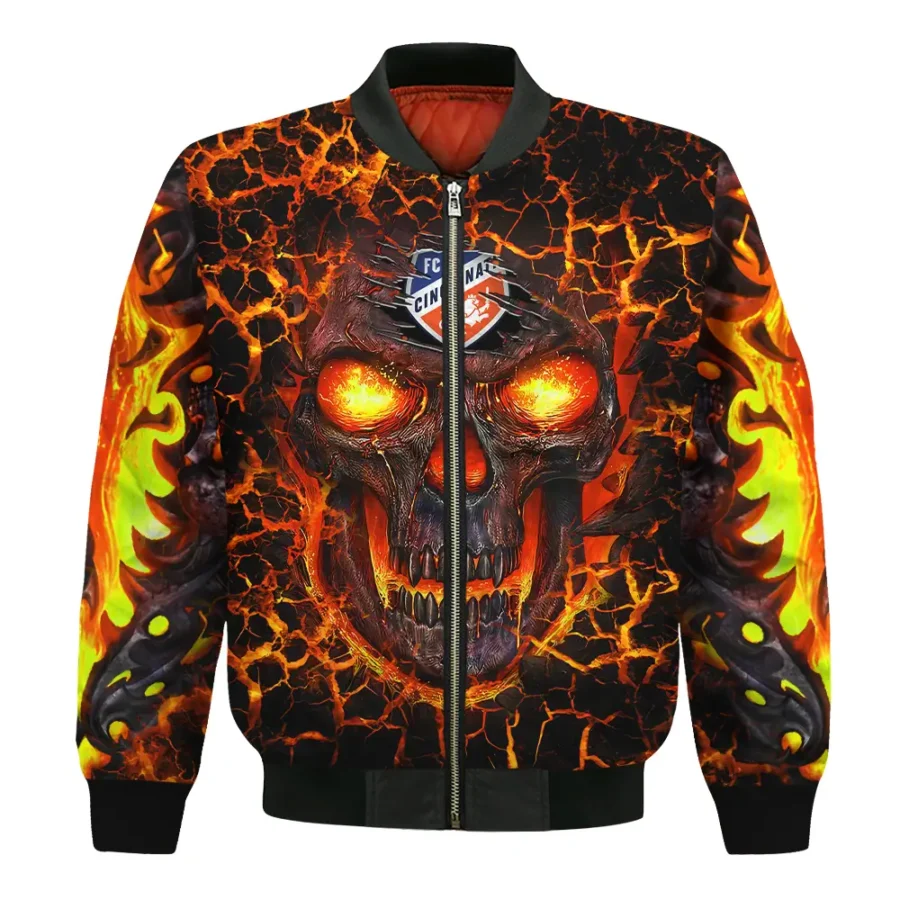 Flaming Skull MLS Cincinnati Exclusive All Over Prints BLMLS41024A3CINBB - Bomber Jacket