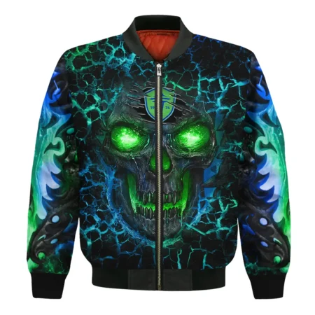 Flaming Skull MLS Seattle Sounders Exclusive All Over Prints BLMLS41024A3SEABB - Bomber Jacket