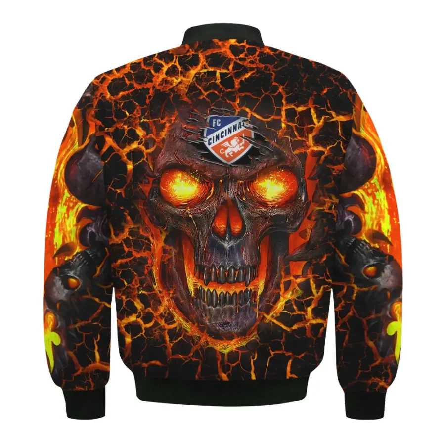 Flaming Skull MLS Cincinnati Exclusive All Over Prints BLMLS41024A3CINBB - Bomber Jacket