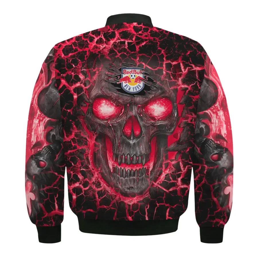 Flaming Skull MLS New York Red Bulls Exclusive All Over Prints BLMLS41024A3NYBB - Bomber Jacket