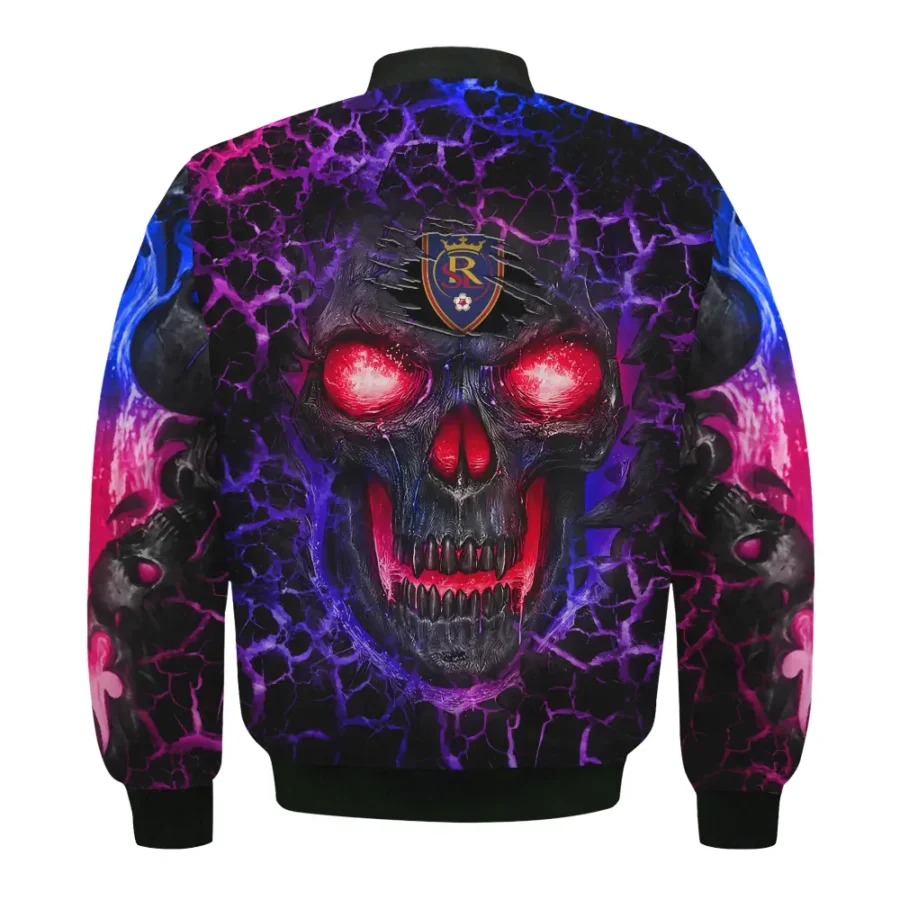 Flaming Skull MLS Real Salt Lake Exclusive All Over Prints BLMLS41024A3RSLBB - Bomber Jacket