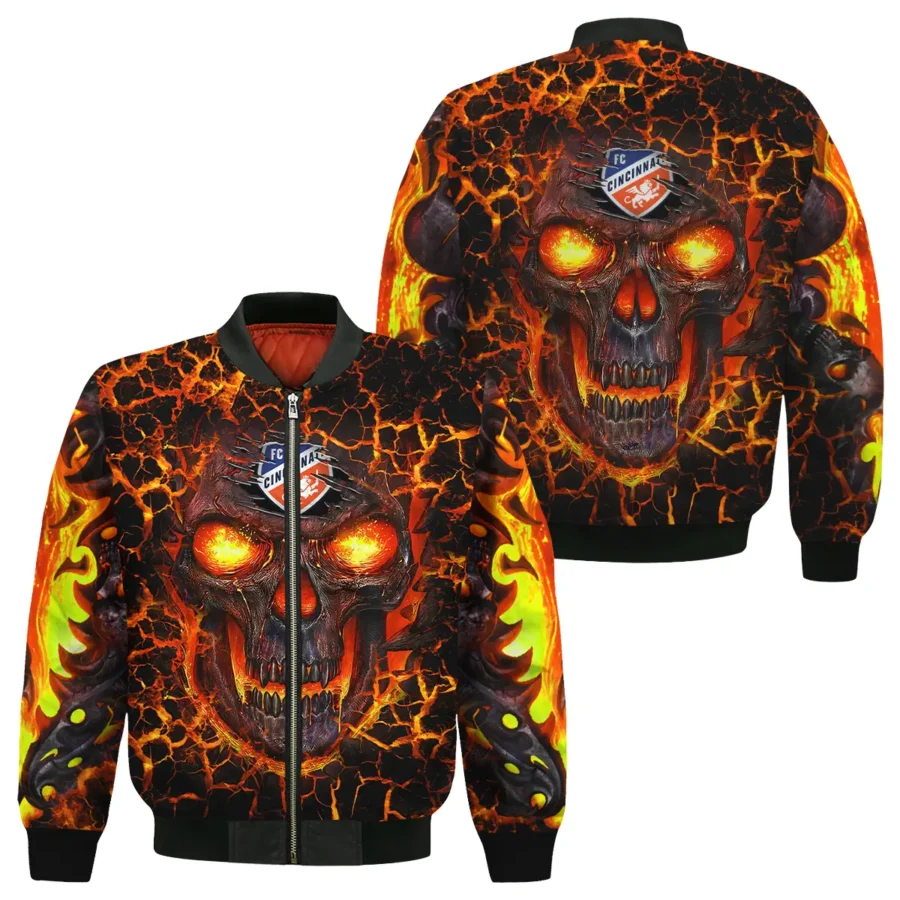 Flaming Skull MLS Cincinnati Exclusive All Over Prints BLMLS41024A3CINBB - Bomber Jacket