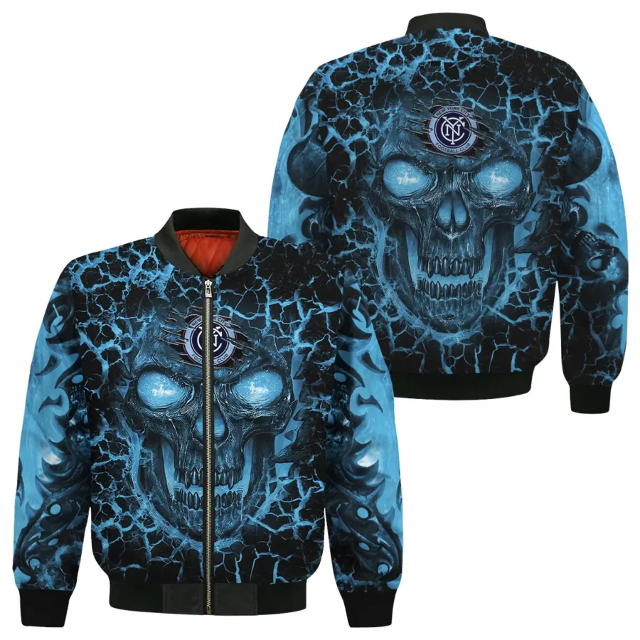 Flaming Skull MLS New York City Exclusive All Over Prints BLMLS41024A3NYCBB - Bomber Jacket