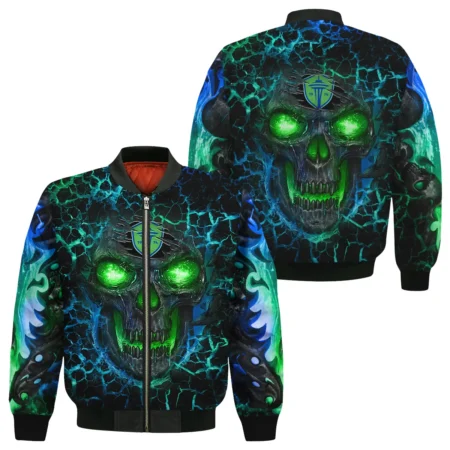 Flaming Skull MLS Seattle Sounders Exclusive All Over Prints BLMLS41024A3SEABB - Bomber Jacket