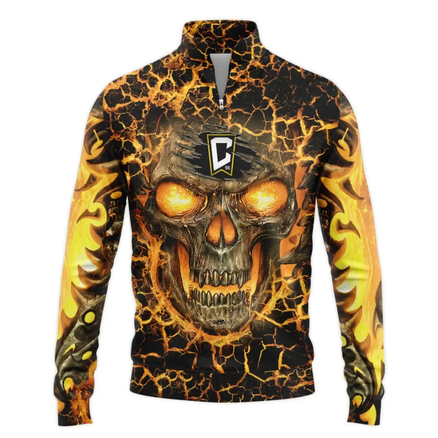 Flaming Skull MLS Columbus Crew Exclusive All Over Prints BLMLS41024A3CLBSWZ - Quarter Zip Jacket