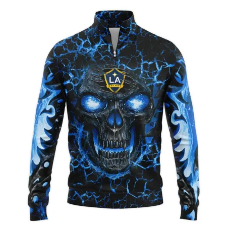 Flaming Skull MLS LA Galaxy Exclusive All Over Prints BLMLS41024A3LASWZ - Quarter Zip Jacket