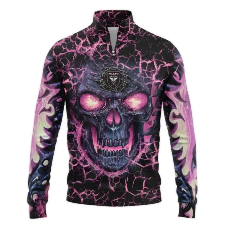 Flaming Skull MLS Inter Miami Exclusive All Over Prints BLMLS41024A3MIASWZ - Quarter Zip Jacket