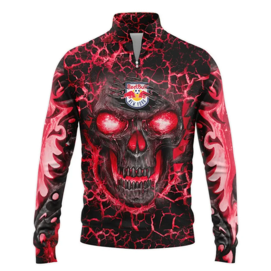 Flaming Skull MLS New York Red Bulls Exclusive All Over Prints BLMLS41024A3NYSWZ - Quarter Zip Jacket