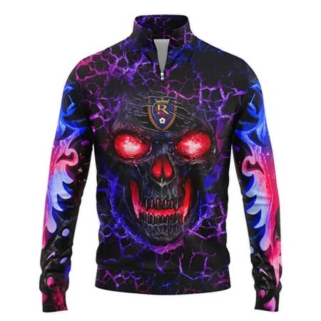 Flaming Skull MLS Real Salt Lake Exclusive All Over Prints BLMLS41024A3RSLSWZ - Quarter Zip Jacket