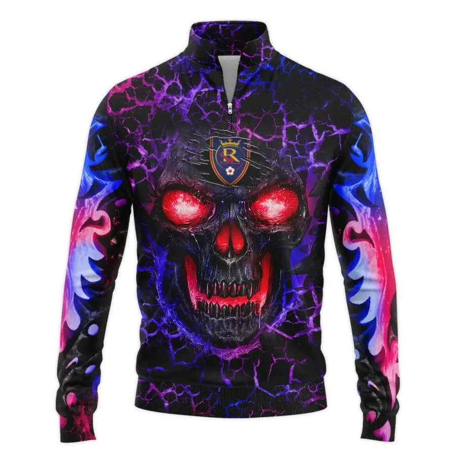 Flaming Skull MLS Real Salt Lake Exclusive All Over Prints BLMLS41024A3RSLSWZ - Quarter Zip Jacket