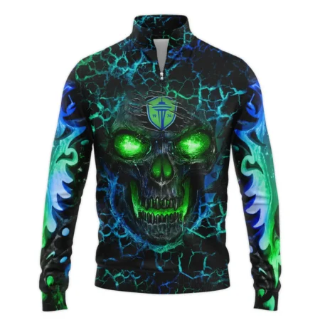 Flaming Skull MLS Seattle Sounders Exclusive All Over Prints BLMLS41024A3SEASWZ - Quarter Zip Jacket