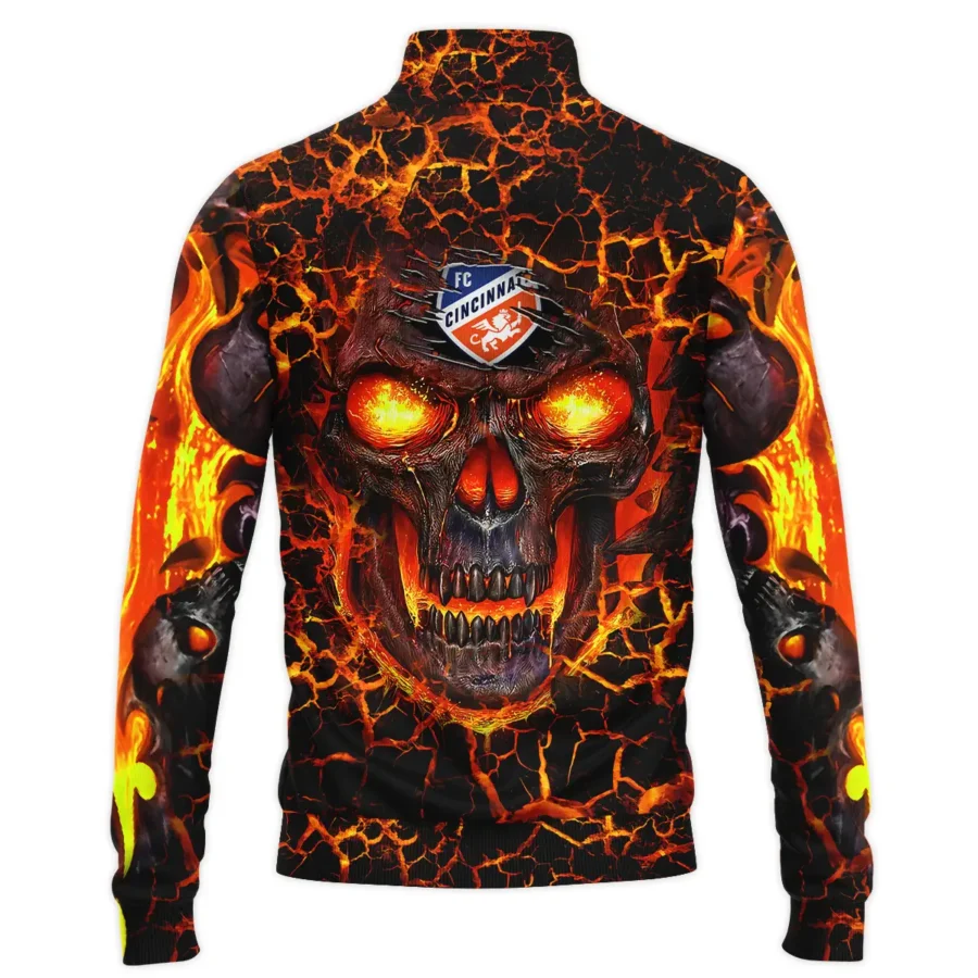 Flaming Skull MLS Cincinnati Exclusive All Over Prints BLMLS41024A3CINSWZ - Quarter Zip Jacket