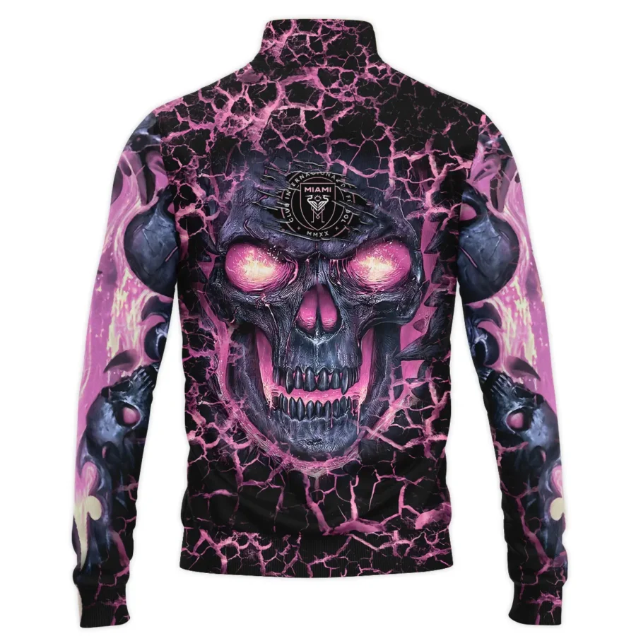 Flaming Skull MLS Inter Miami Exclusive All Over Prints BLMLS41024A3MIASWZ - Quarter Zip Jacket