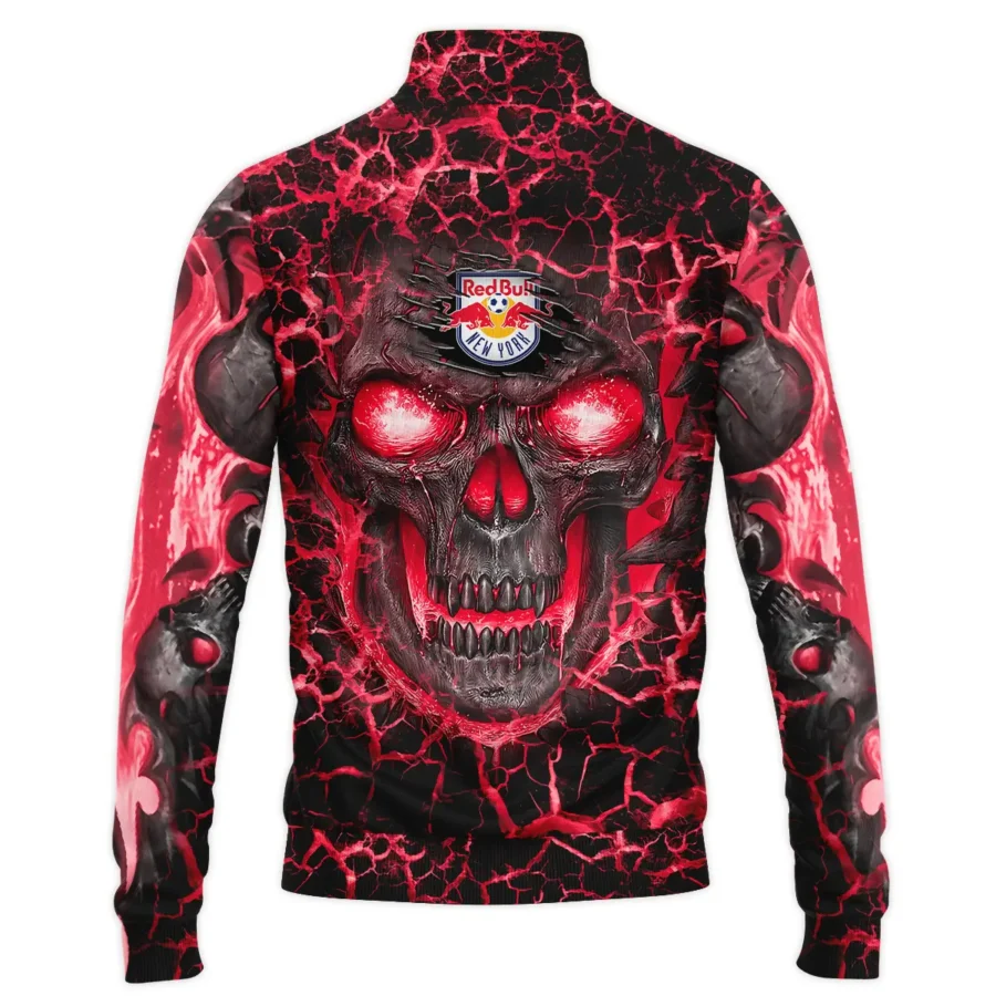 Flaming Skull MLS New York Red Bulls Exclusive All Over Prints BLMLS41024A3NYSWZ - Quarter Zip Jacket