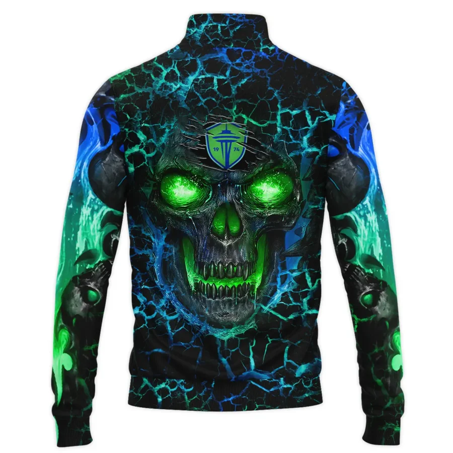 Flaming Skull MLS Seattle Sounders Exclusive All Over Prints BLMLS41024A3SEASWZ - Quarter Zip Jacket