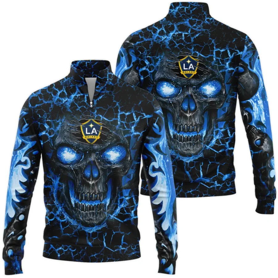 Flaming Skull MLS LA Galaxy Exclusive All Over Prints BLMLS41024A3LASWZ - Quarter Zip Jacket