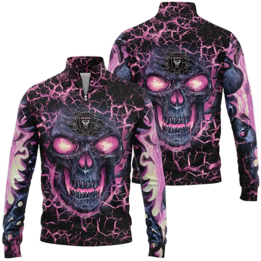 Flaming Skull MLS Inter Miami Exclusive All Over Prints BLMLS41024A3MIASWZ - Quarter Zip Jacket