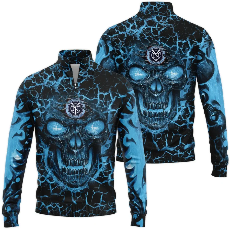 Flaming Skull MLS New York City Exclusive All Over Prints BLMLS41024A3NYCSWZ - Quarter Zip Jacket